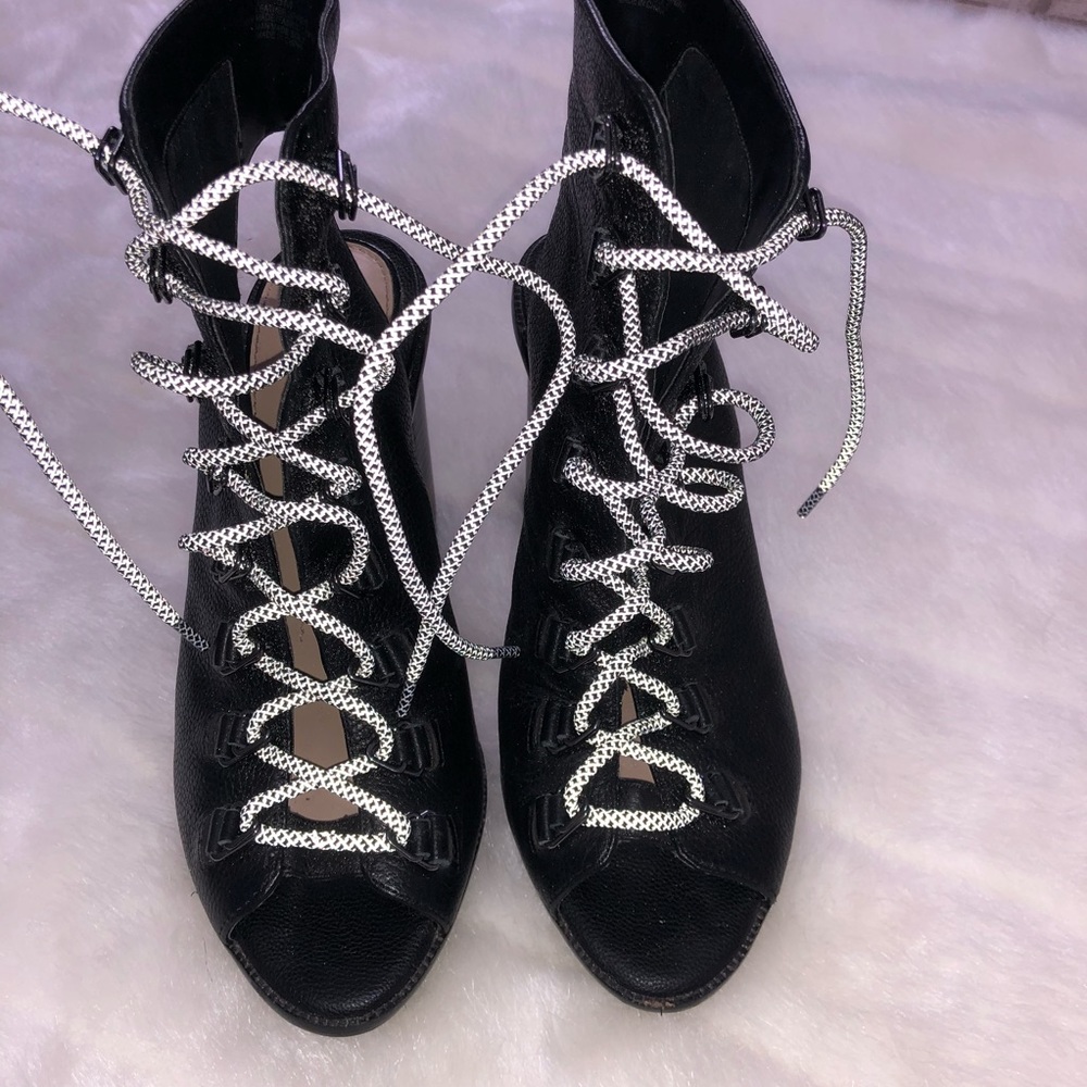 Black Reflective Peep Toe Booties